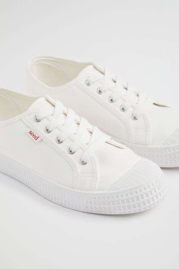 Basic Canvas Lace Up Sneaker  White  hi-res