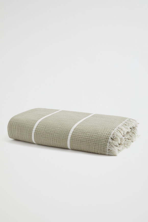 Striped Lofty Throw  Olive  hi-res