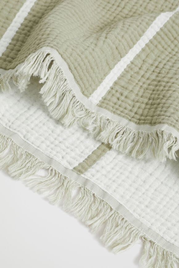 Striped Lofty Throw  Olive  hi-res