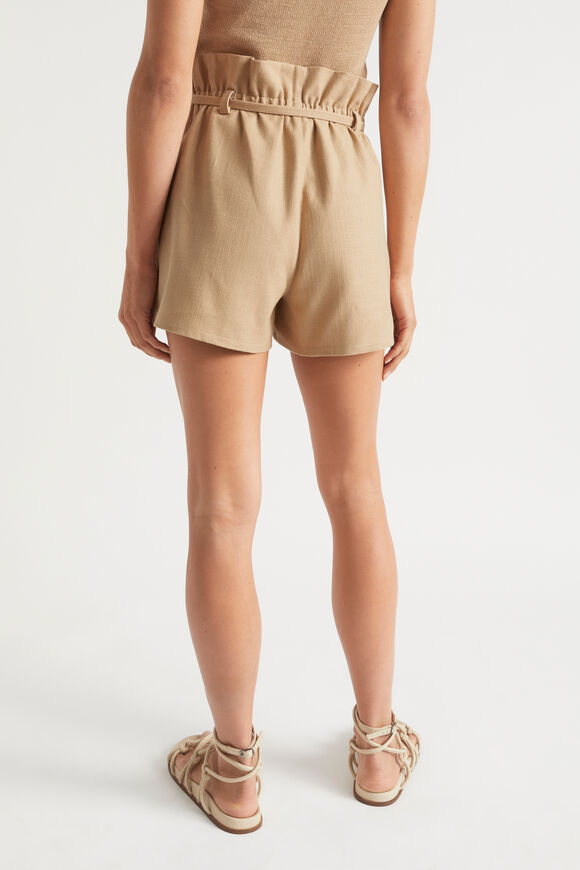 Textured Paperbag Tie Short  Light Chestnut  hi-res