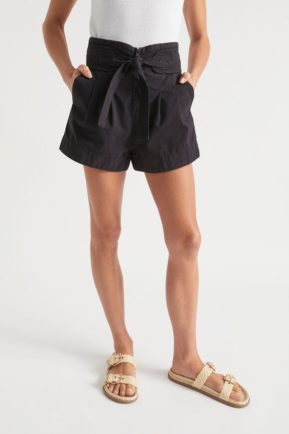 High Waist Tie Front Short  Deep Navy  hi-res