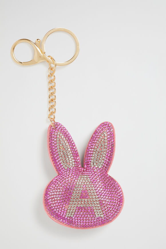 Bunny Initial Keyring  A  hi-res