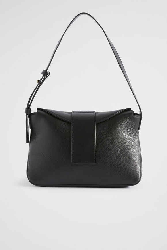 Leather Shoulder Bag  Black  hi-res