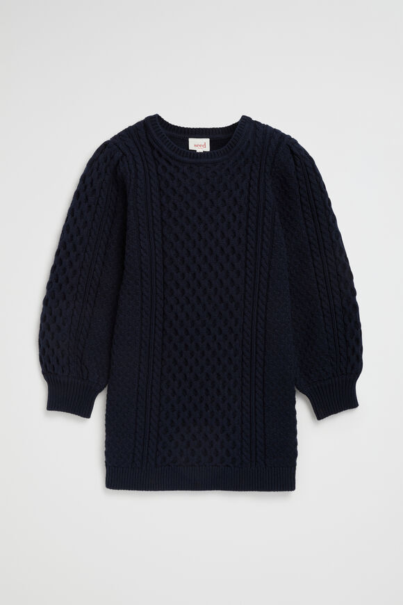 Cable Knit Dress  Midnight Blue  hi-res