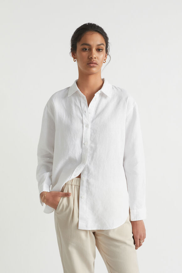 Core Linen Boyfriend Shirt  Whisper White  hi-res