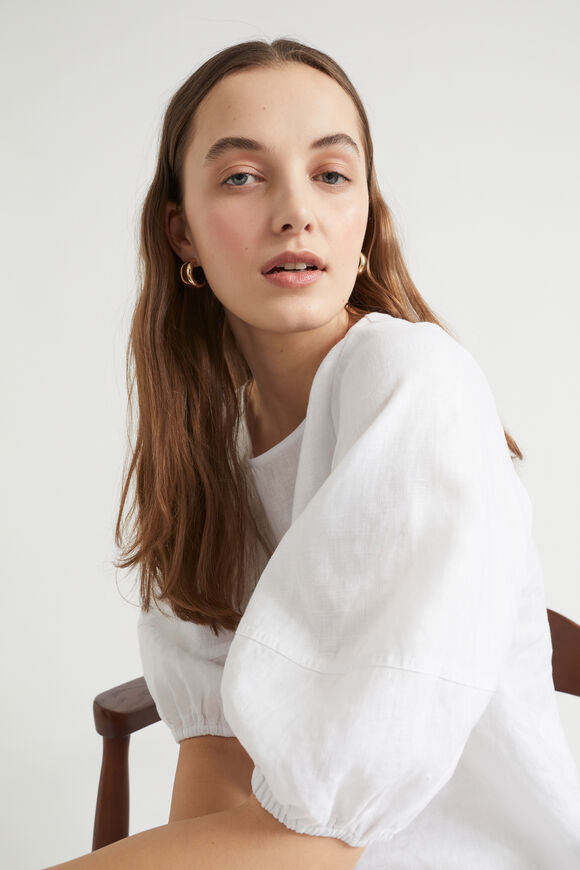 Core Linen Balloon Sleeve Top  Whisper White  hi-res