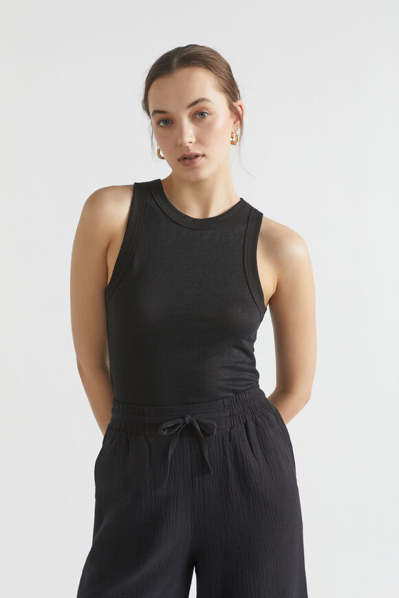 Linen Tank  Black  hi-res