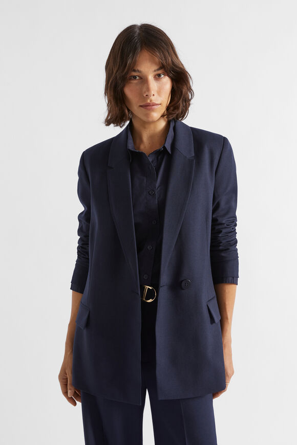 Wool Blend Relaxed Blazer  Midnight Sky  hi-res