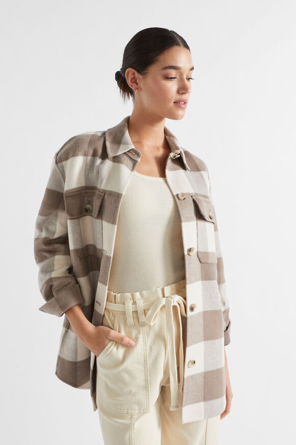 Wool Blend Shacket  Hot Chocolate Check  hi-res