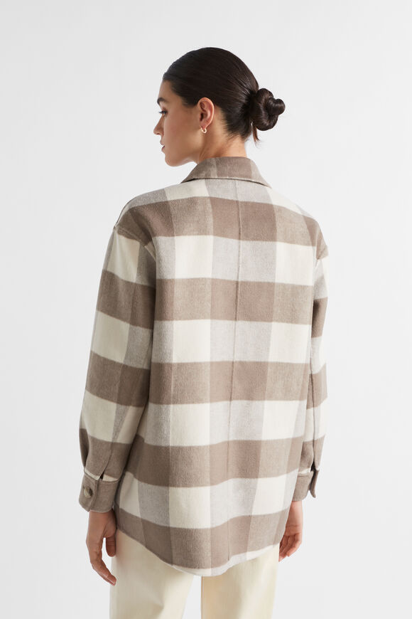 Wool Blend Shacket  Hot Chocolate Check  hi-res