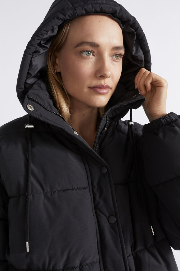 Hooded Puffer Jacket  Black  hi-res