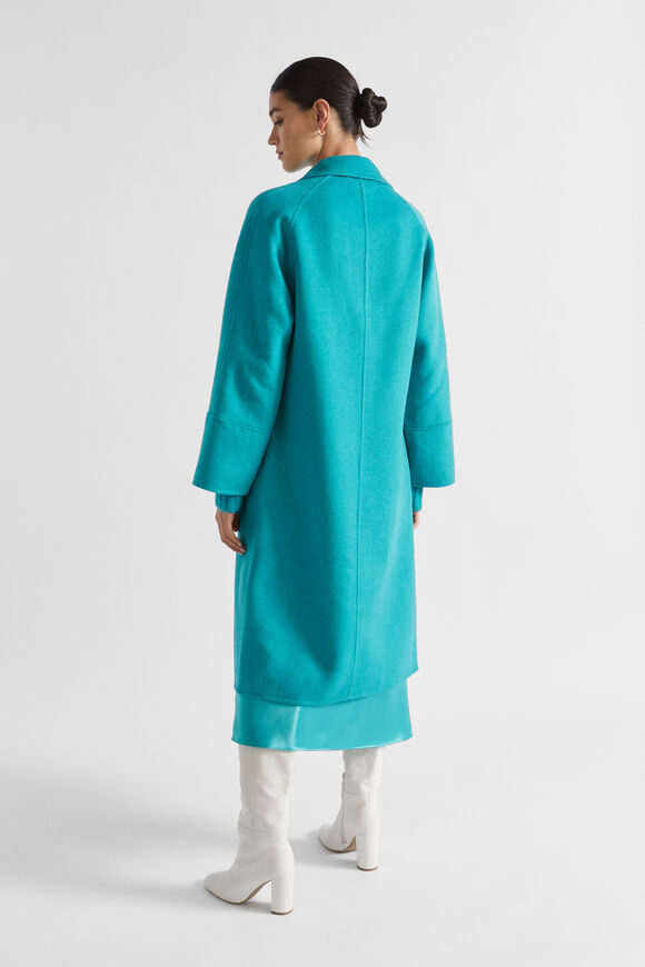 Wool Blend Relaxed Coat  Peacock Blue Marle  hi-res