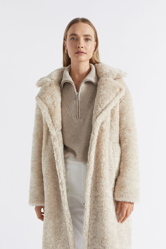 Oversized Teddy Coat  Oat Marle  hi-res
