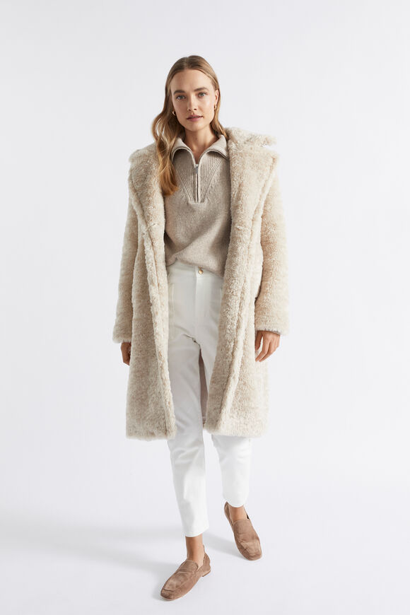 Oversized Teddy Coat  Oat Marle  hi-res