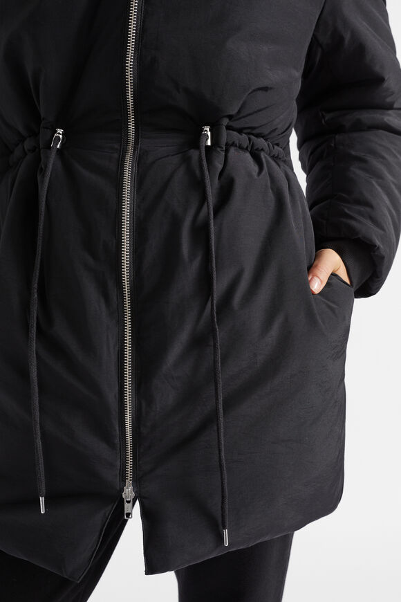 Minimalist Mid Length Puffer Jacket  Black  hi-res