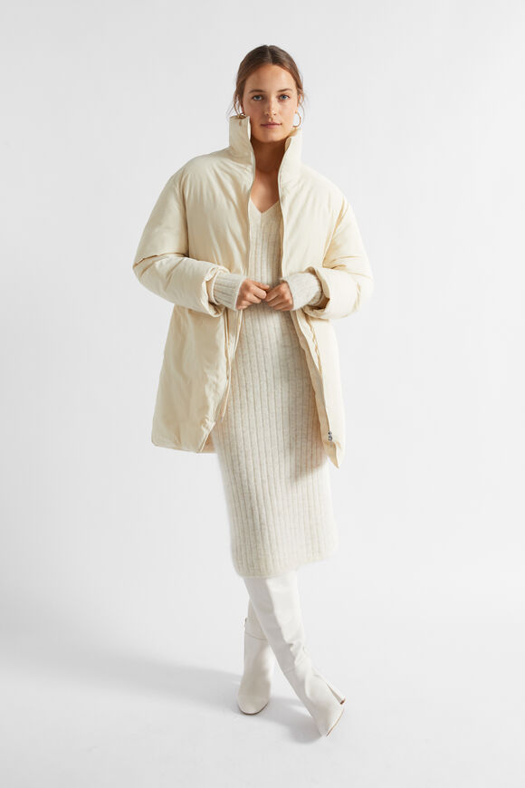 Minimalist Mid Length Puffer Jacket  Vanilla Cream  hi-res
