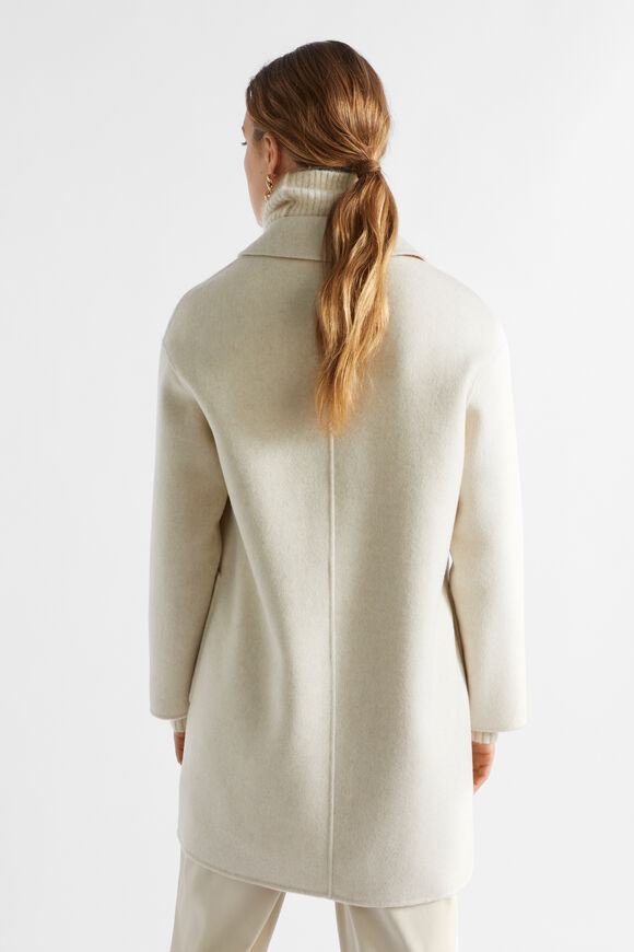 Wool Blend Double Breasted Pea Coat  Vanilla Cream Marle  hi-res