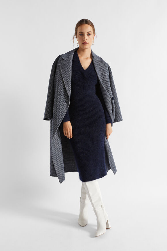 Houndstooth Oversized Coat  Midnight Sky Houndstooth  hi-res