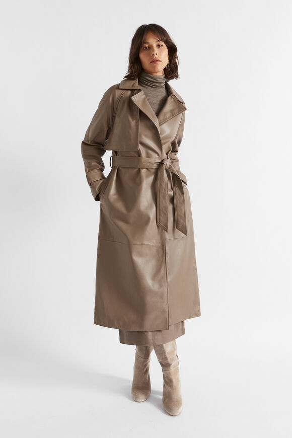 Leather Trench Coat  Hazel  hi-res