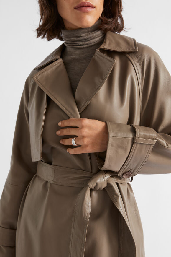 Leather Trench Coat  Hazel  hi-res