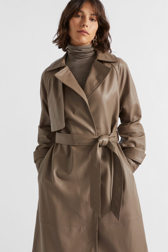 Leather Trench Coat  Hazel  hi-res