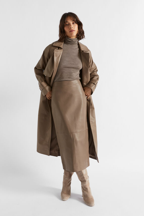 Leather Trench Coat  Hazel  hi-res