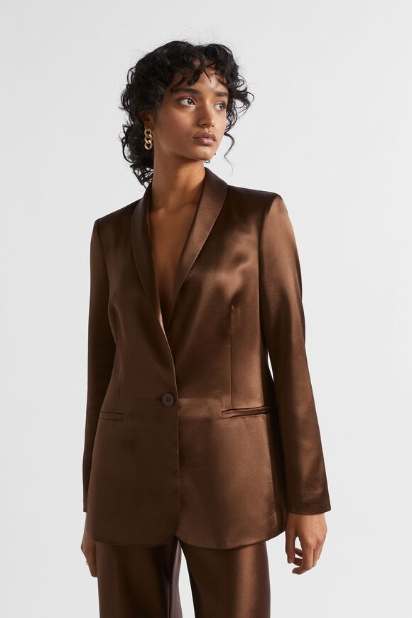 Satin Blazer  Hot Chocolate  hi-res