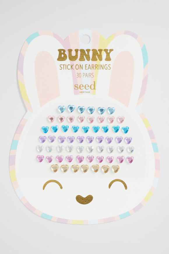 Bunny Rainbow Stick on Earrings  Multi  hi-res