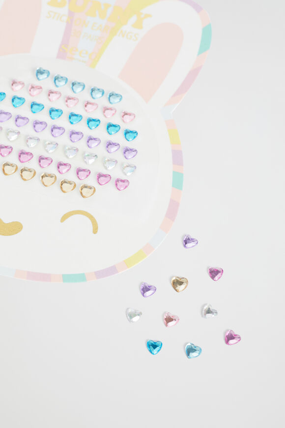 Bunny Rainbow Stick on Earrings  Multi  hi-res