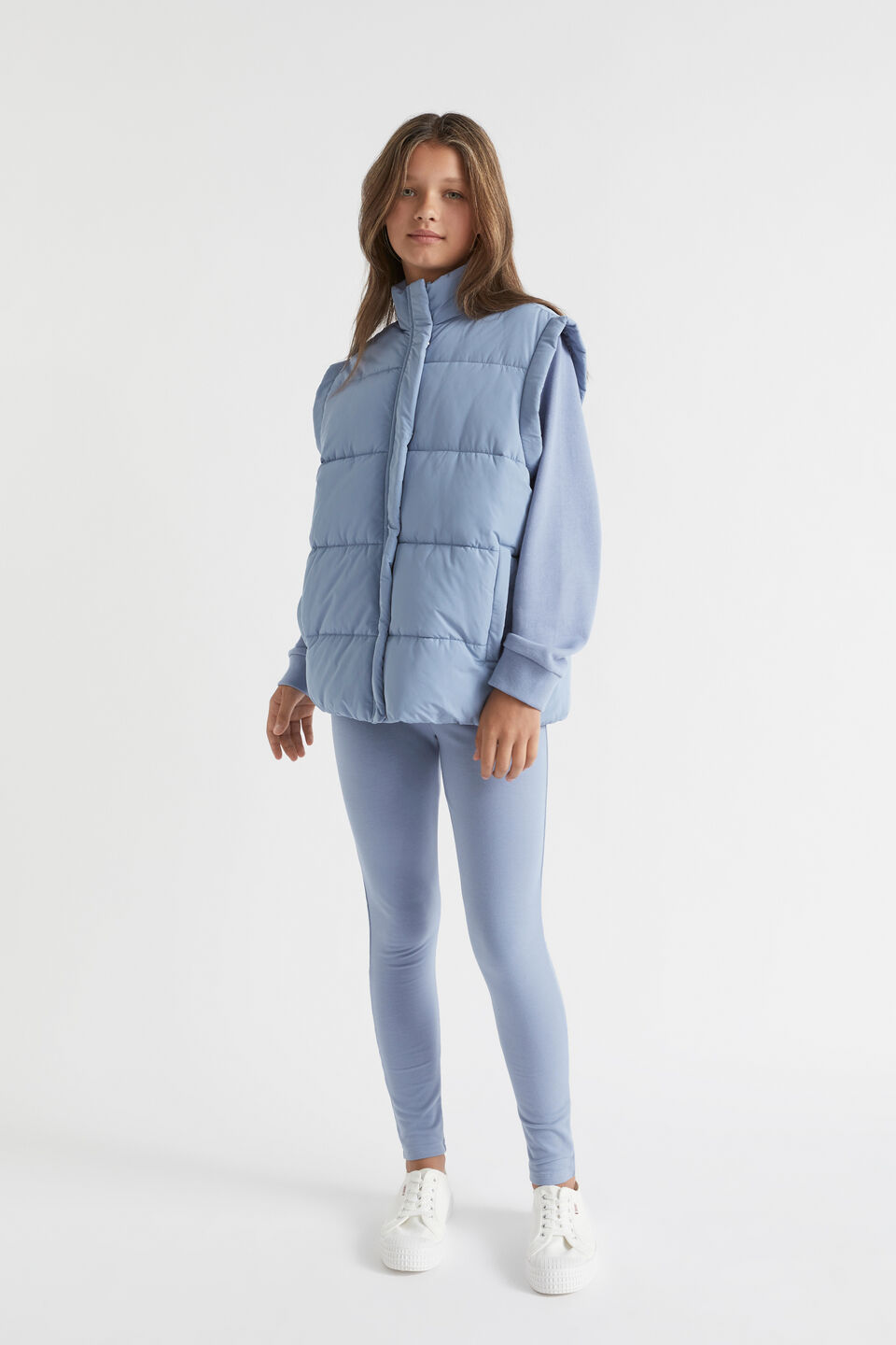 Oversized Puffa Vest  Powder Blue