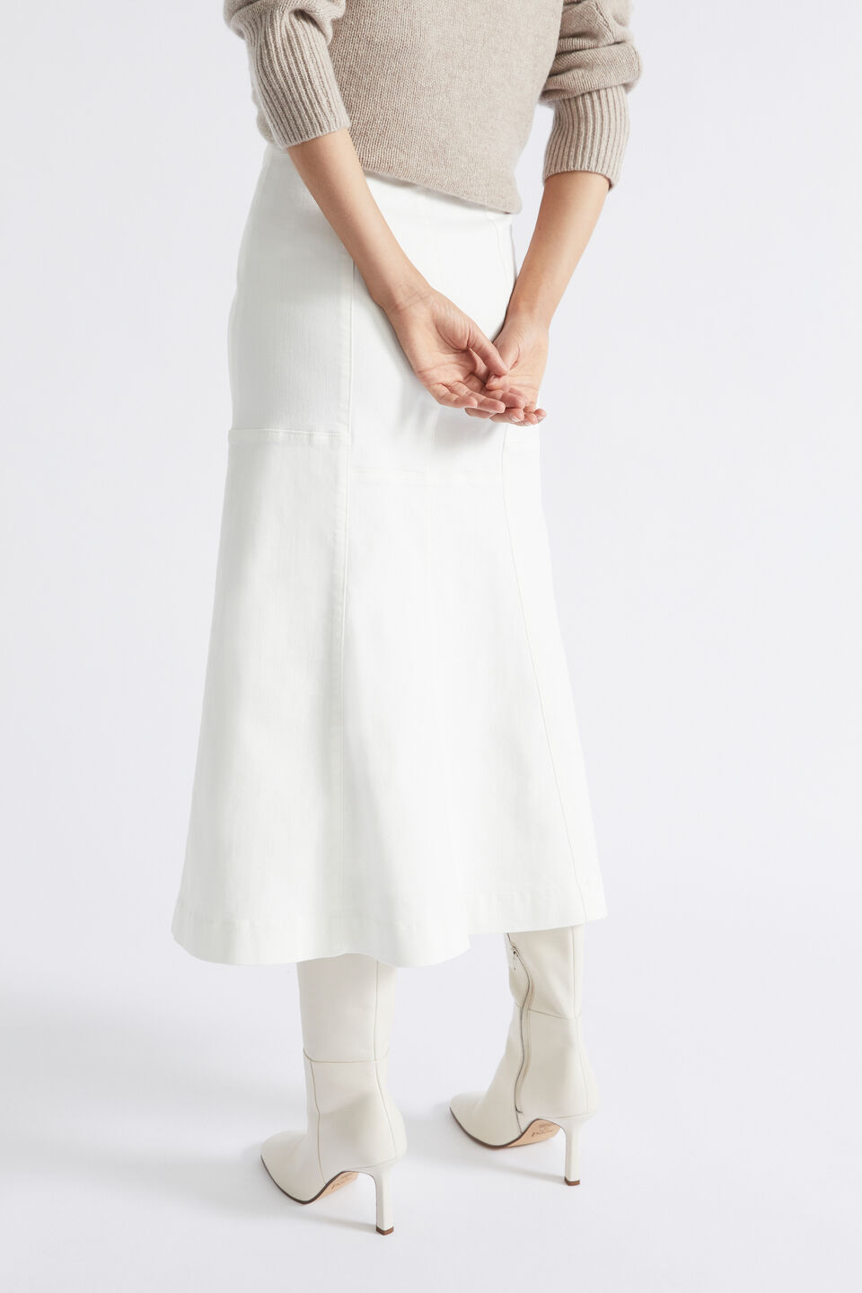 Tiered Button-Fly Denim Skirt
