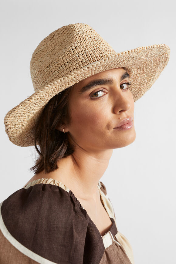 Raffia Fedora  Stone  hi-res