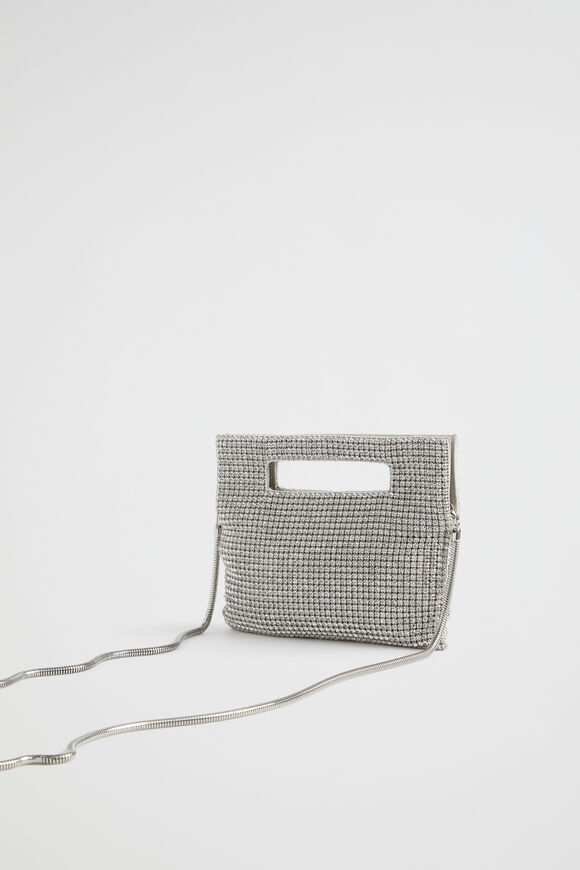Embellished Handheld Bag  Silver  hi-res