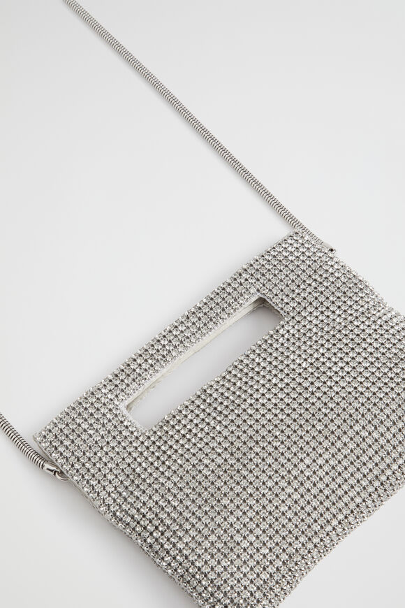 Embellished Handheld Bag  Silver  hi-res