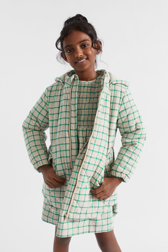 Quilted Gingham Anorak  Pea Green  hi-res