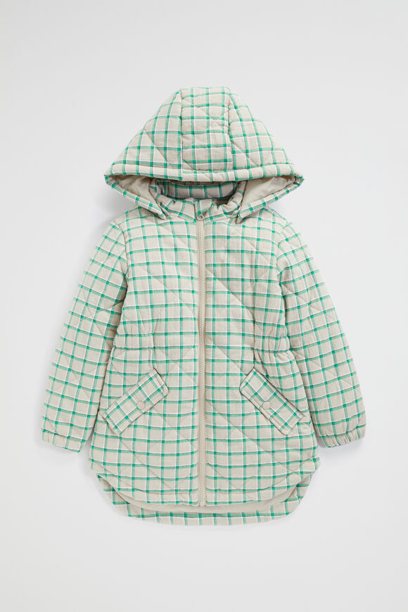 Quilted Gingham Anorak  Pea Green  hi-res