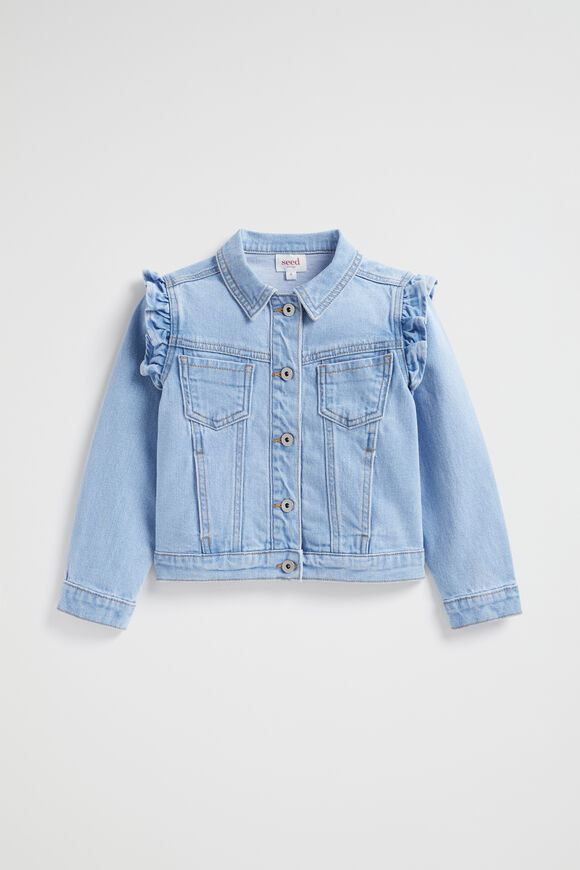 Frill Denim Jacket  Clean Blue Wash  hi-res
