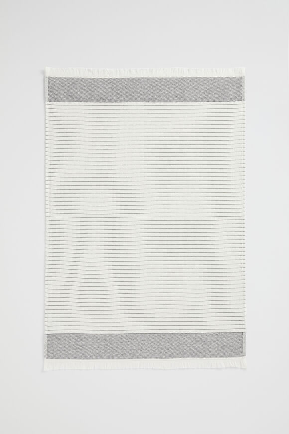 Cotton Stripe Tea Towel  Graphite  hi-res