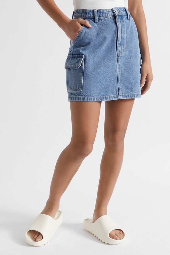 Denim Cargo Skirt  Blue Wash  hi-res