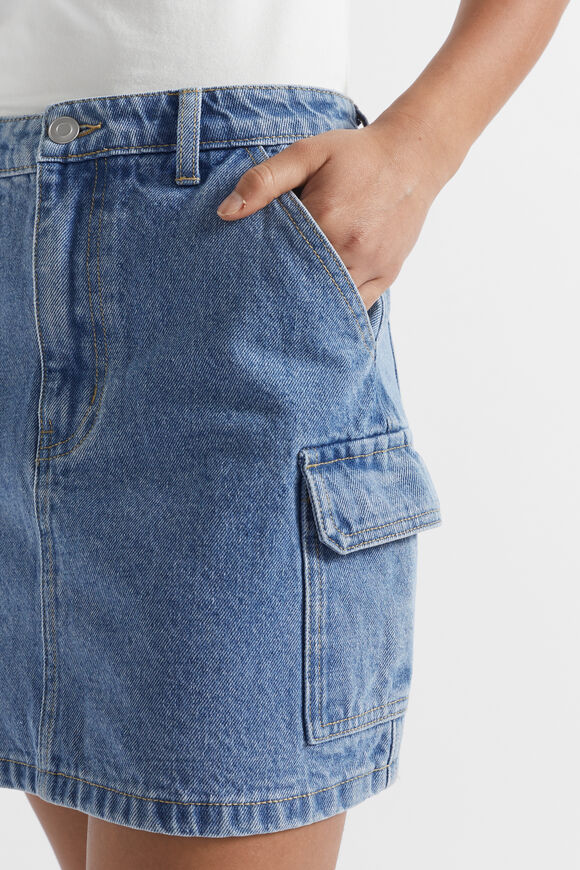 Denim Cargo Skirt  Blue Wash  hi-res