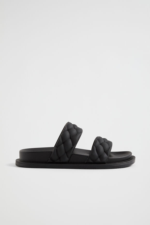Plait Rubber Slide  Black  hi-res