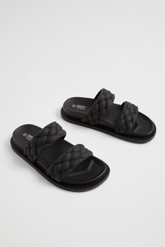 Plait Rubber Slide  Black  hi-res