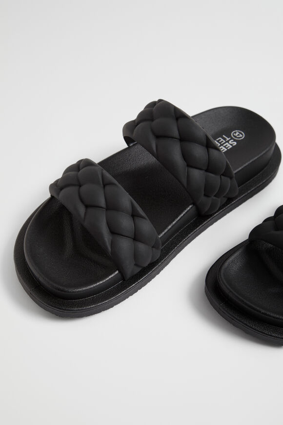 Plait Rubber Slide  Black  hi-res