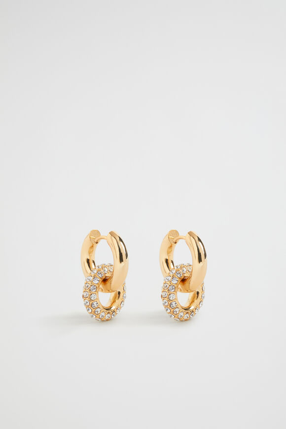 Crystal Huggie Hoop  Gold  hi-res