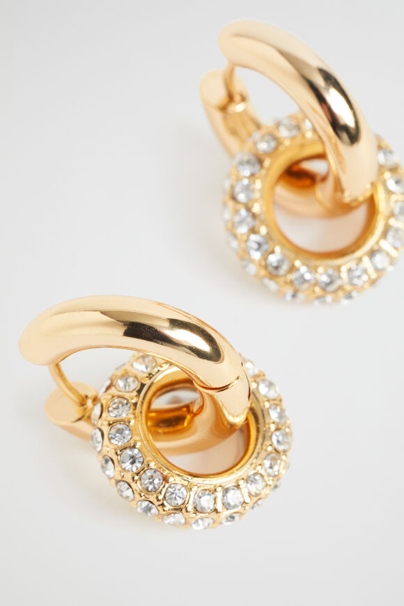 Crystal Huggie Hoop  Gold  hi-res