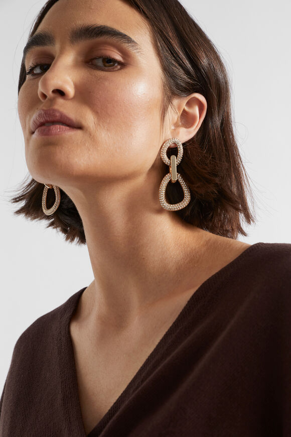 Crystal Link Earring  Gold  hi-res