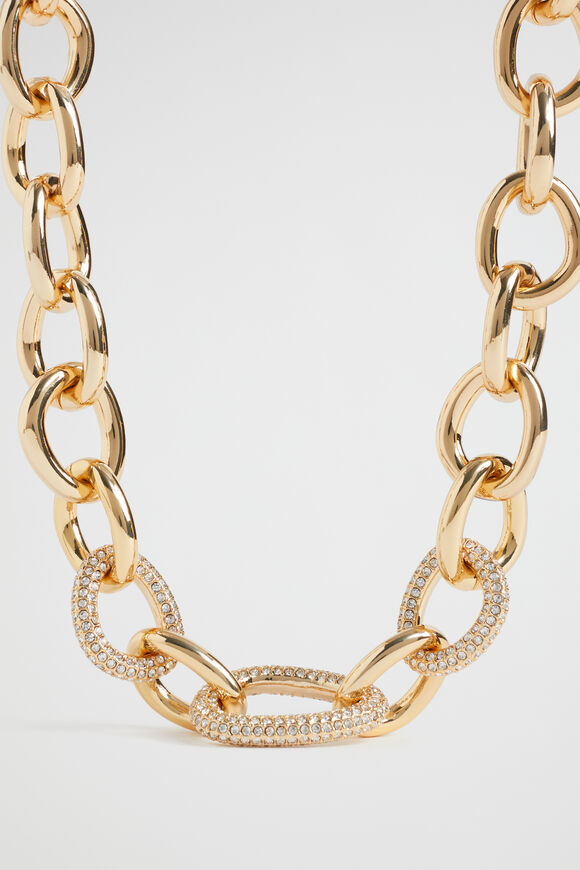 Crystal Link Necklace  Gold  hi-res