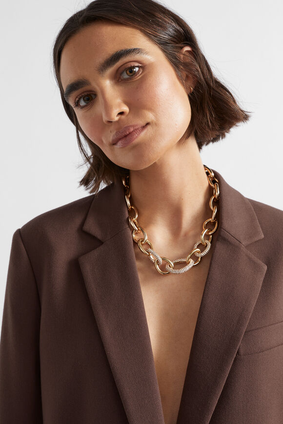 Crystal Link Necklace  Gold  hi-res