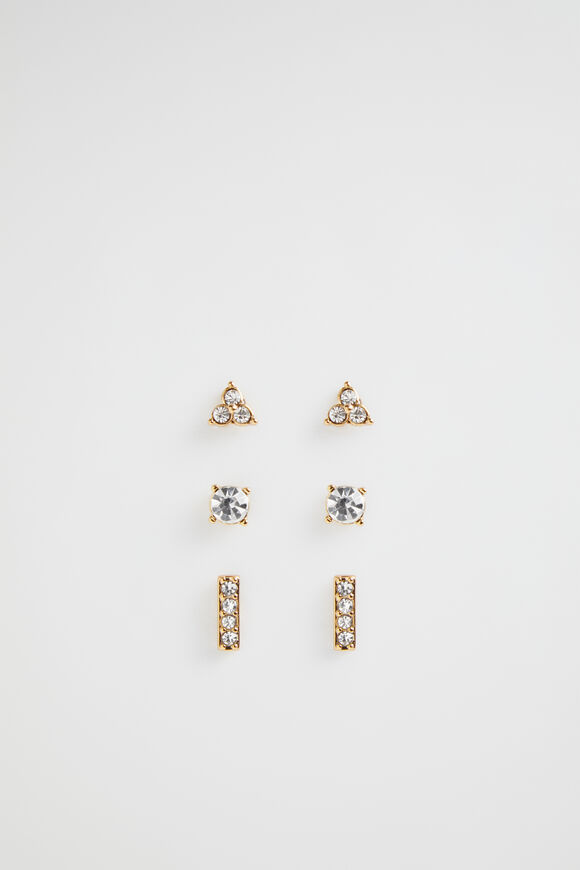 Crystal Stud Pack  Gold  hi-res