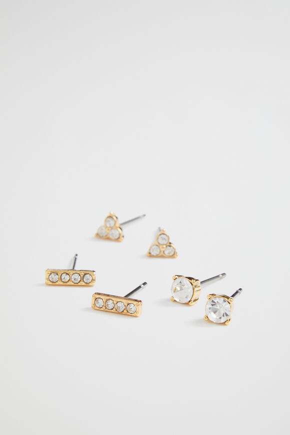 Crystal Stud Pack  Gold  hi-res